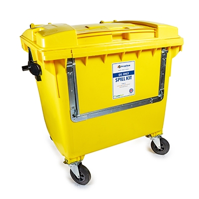 1000 Litre Oil Spill Kit and Wheelie Bin with Drop Front Door
